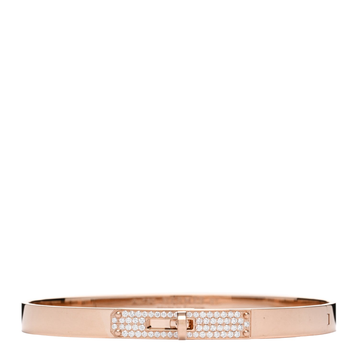 Hermes 18K Rose Gold Diamond PM Kelly Pave Bracelet ST 1 of 3