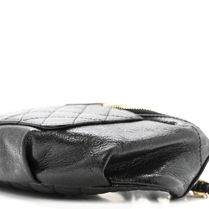 Chanel Crumpled Glazed Lambskin Quilted Waist Bag Fanny Pack Black 10 of 13