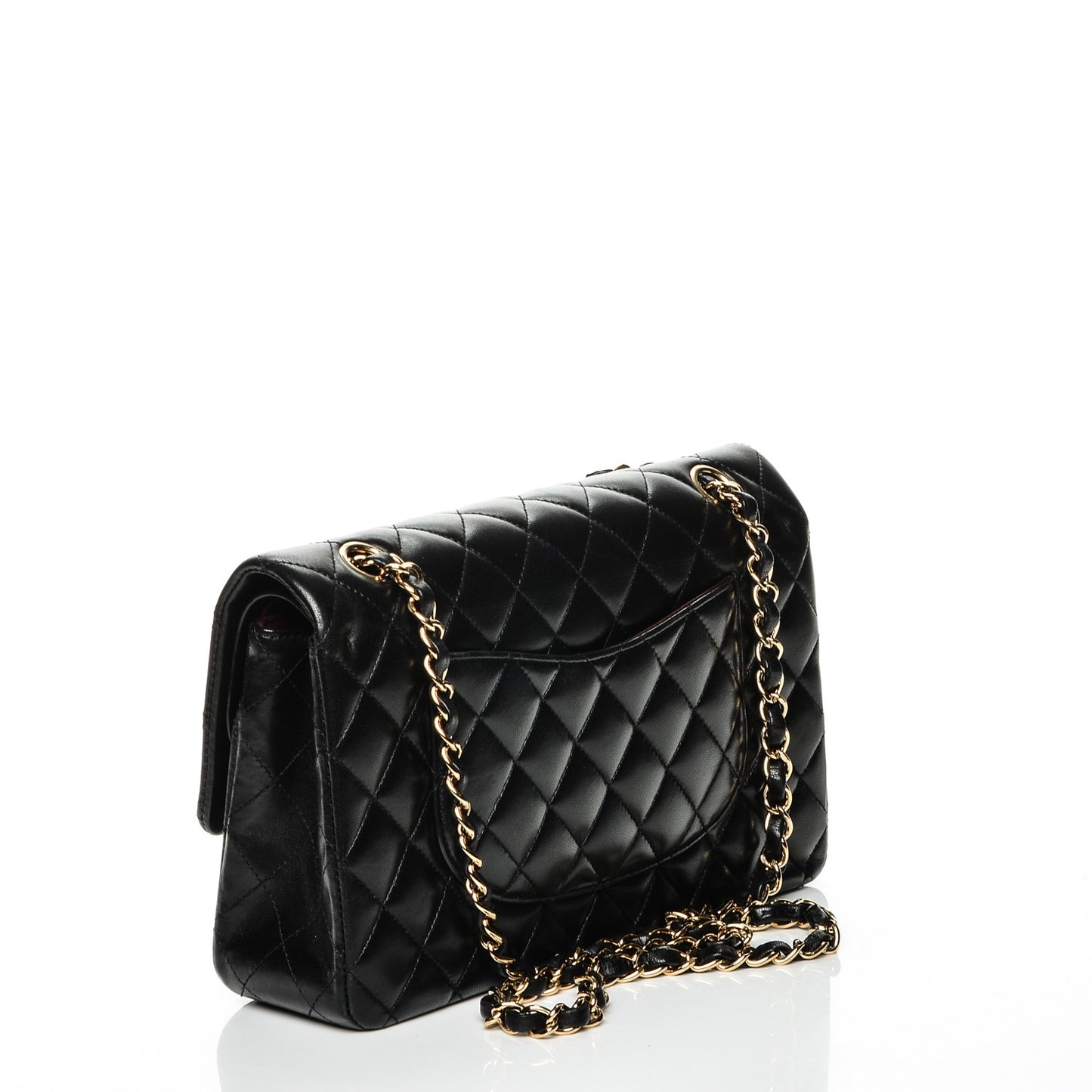 Lambskin Quilted Medium Double Flap Black