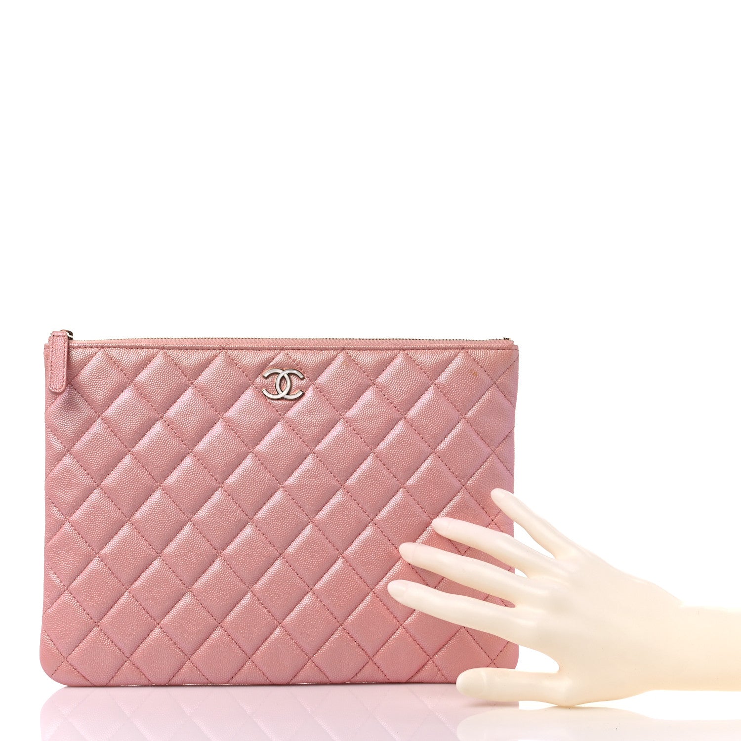 Chanel Iridescent Caviar Quilted Medium Cosmetic Case Rose Pink 2 of 11