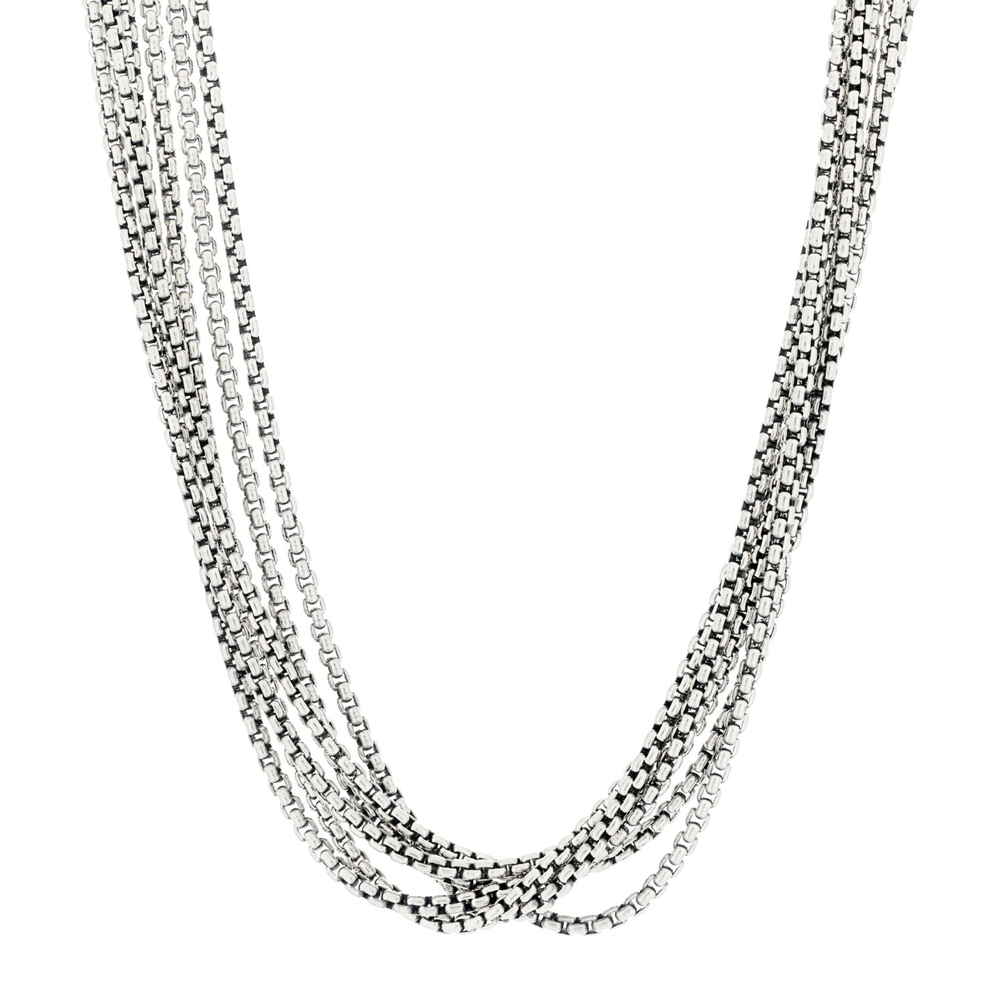 Sterling Silver 14K Yellow Gold Multi Box Chain Necklace