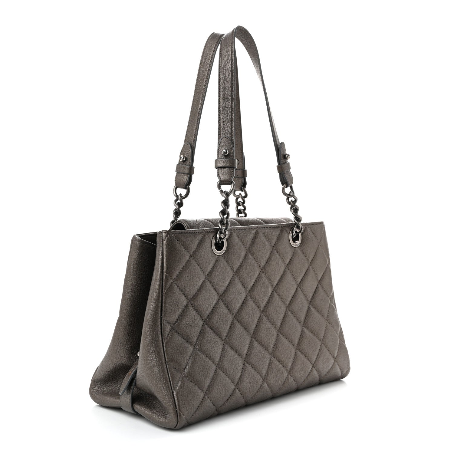 Chanel Metallic Goatskin Quilted Large City Rock Shopping Bag Silver 3 of 10