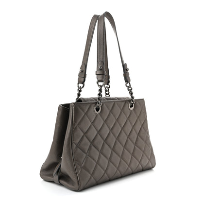 Chanel Metallic Goatskin Quilted Large City Rock Shopping Bag Silver 3 of 10