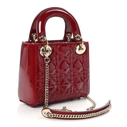 Christian Dior Patent Cannage Mini Lady Dior Red 3 of 10