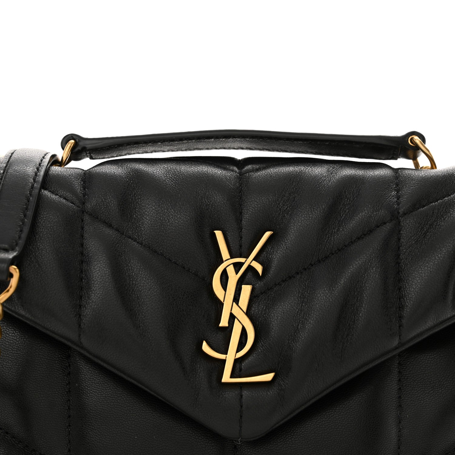 Saint Laurent Lambskin Quilted Toy Loulou Puffer Monogram Chain Satchel Black 8 of 11