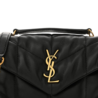 Saint Laurent Lambskin Quilted Toy Loulou Puffer Monogram Chain Satchel Black 8 of 11