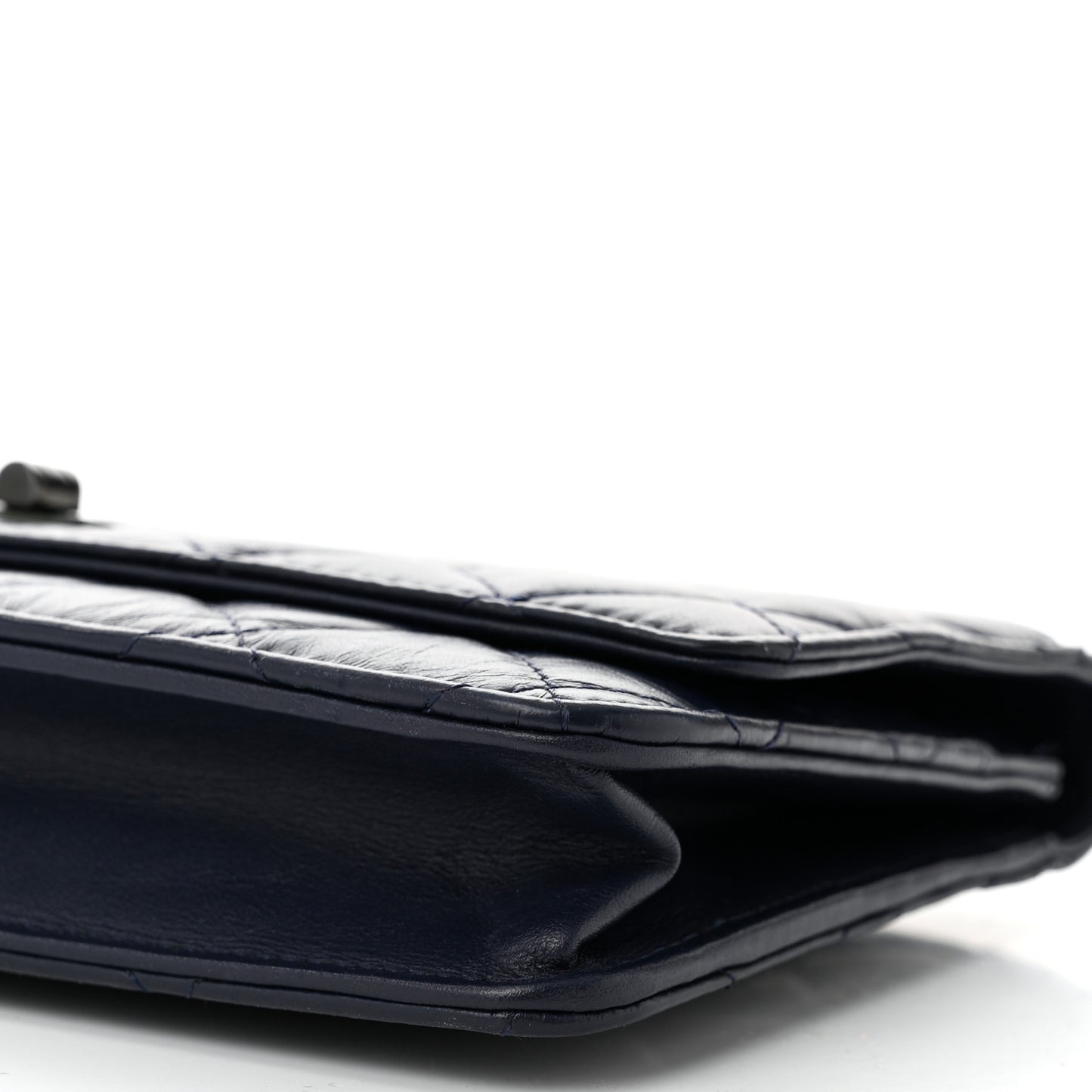 Aged Calfskin Quilted Reissue Wallet On Chain WOC Navy Blue