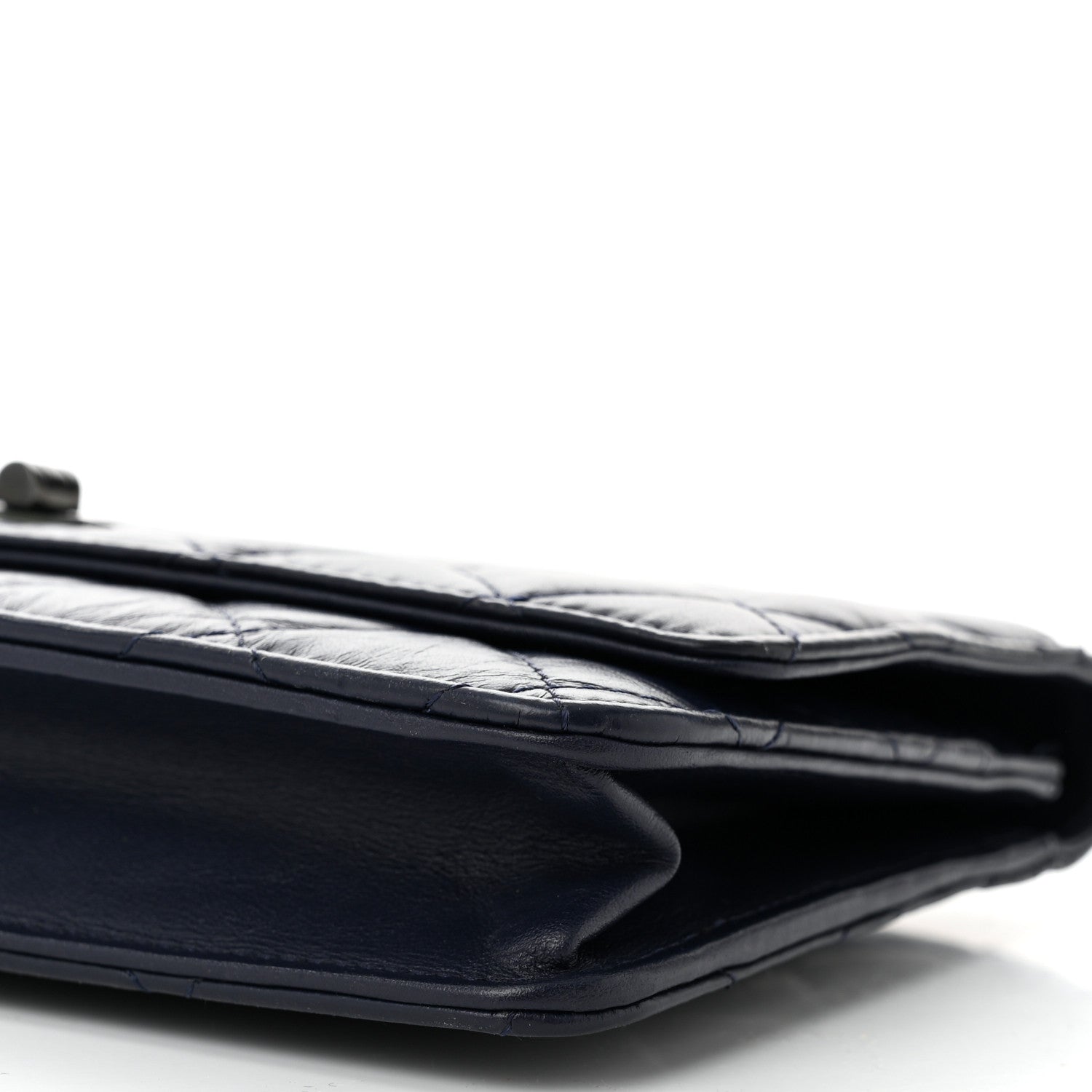 Chanel Aged Calfskin Quilted Reissue Wallet On Chain WOC Navy Blue 11 of 11