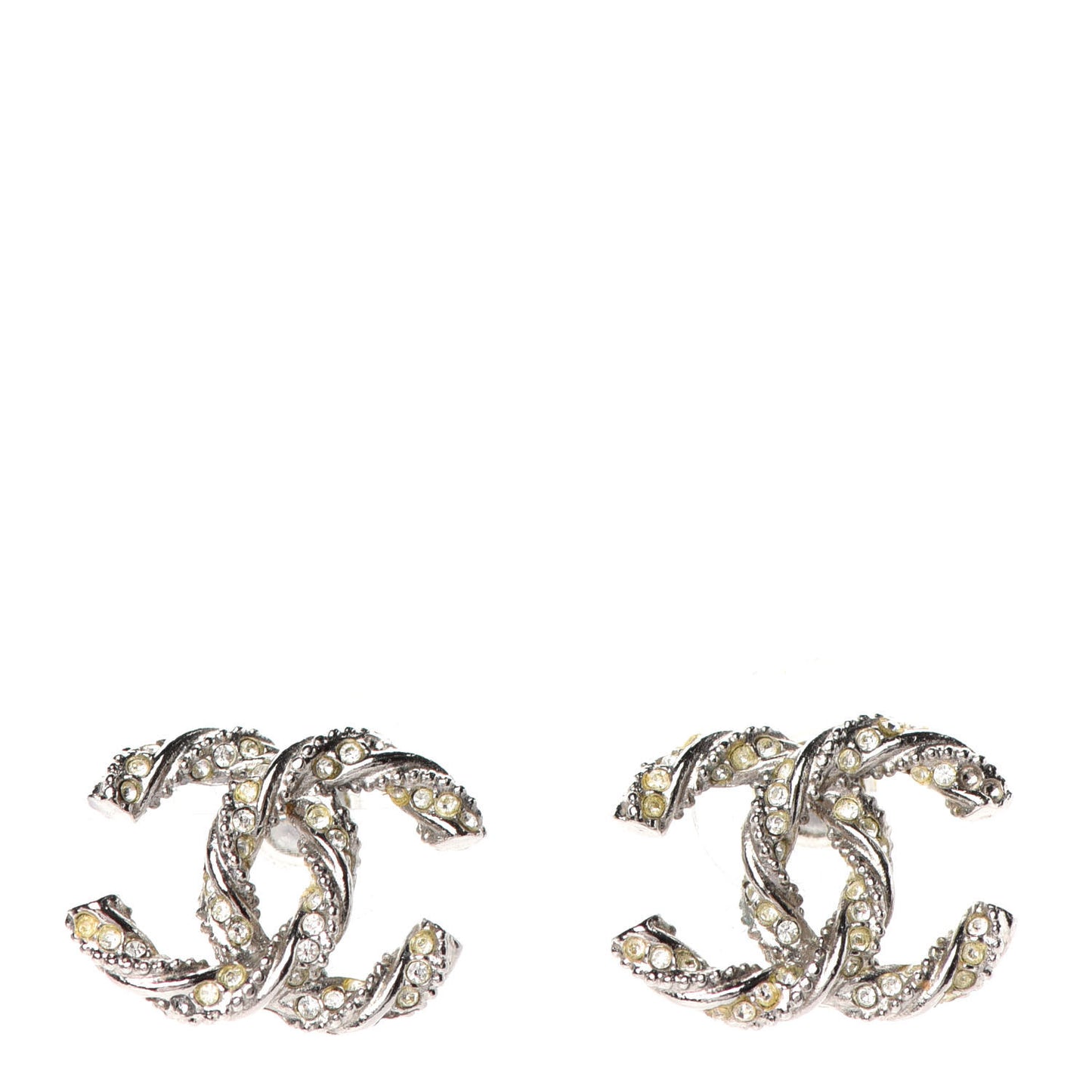 Crystal CC Twisted Earrings Silver
