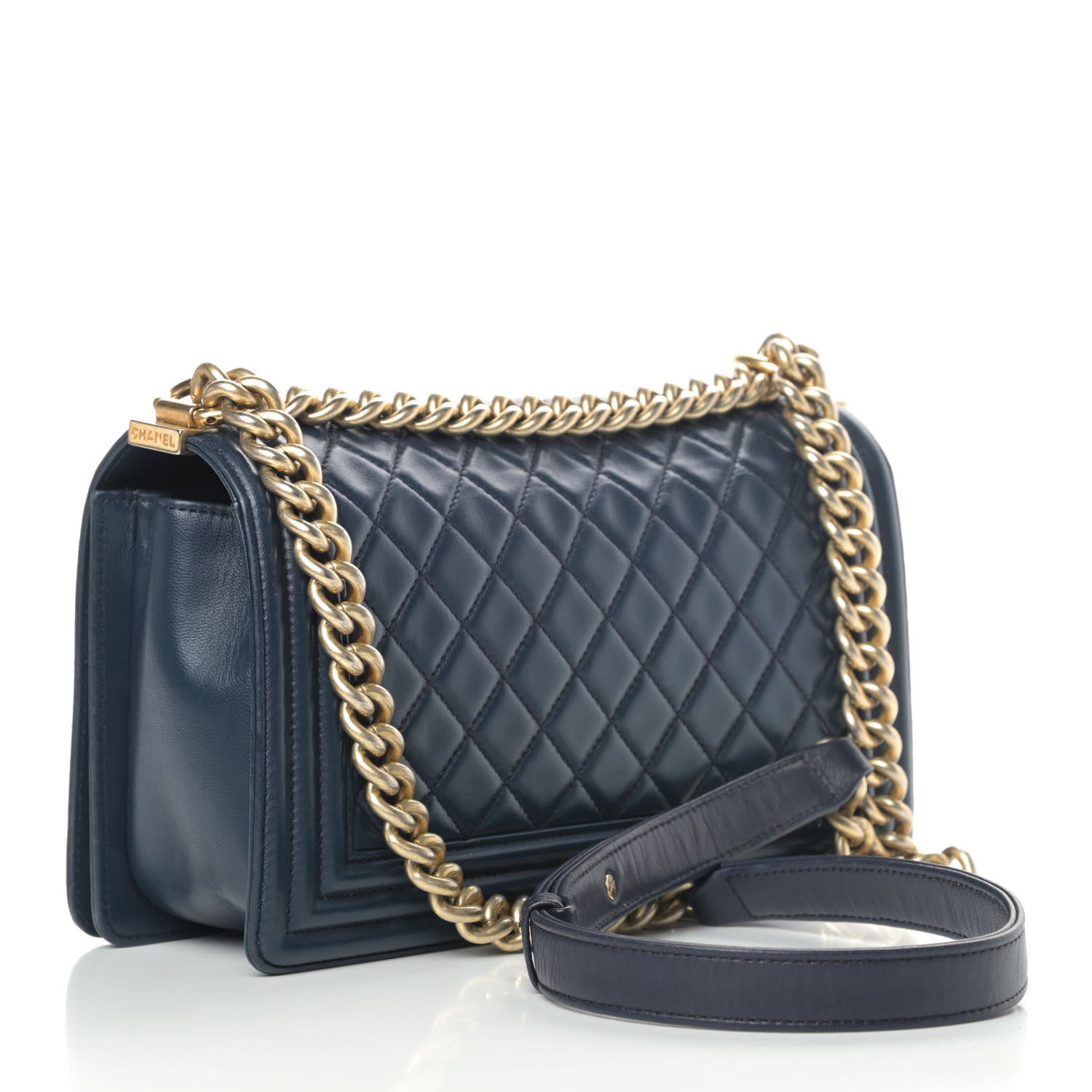 Chanel Lambskin Quilted Medium Boy Flap Dark Navy 2 of 8