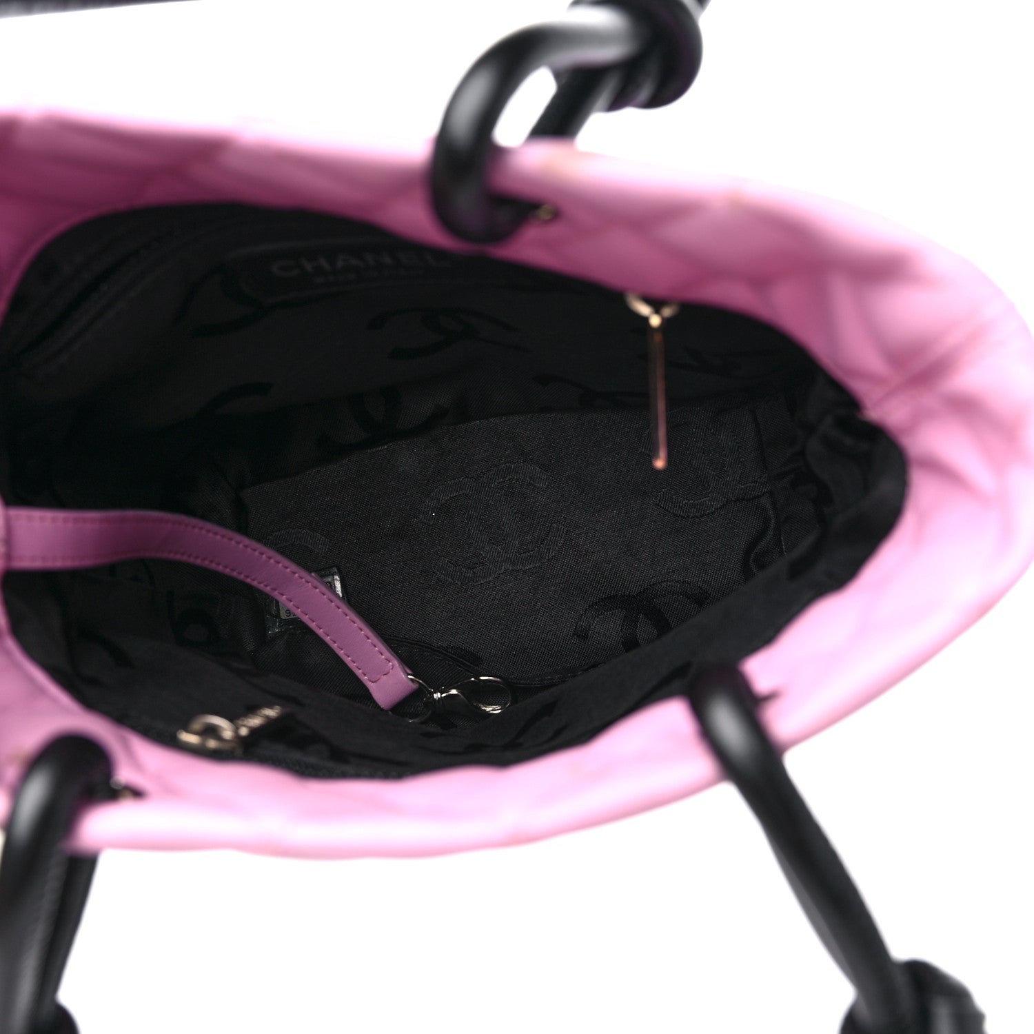 Chanel Calfskin Quilted Small Cambon Tote Pink Black 5 of 14