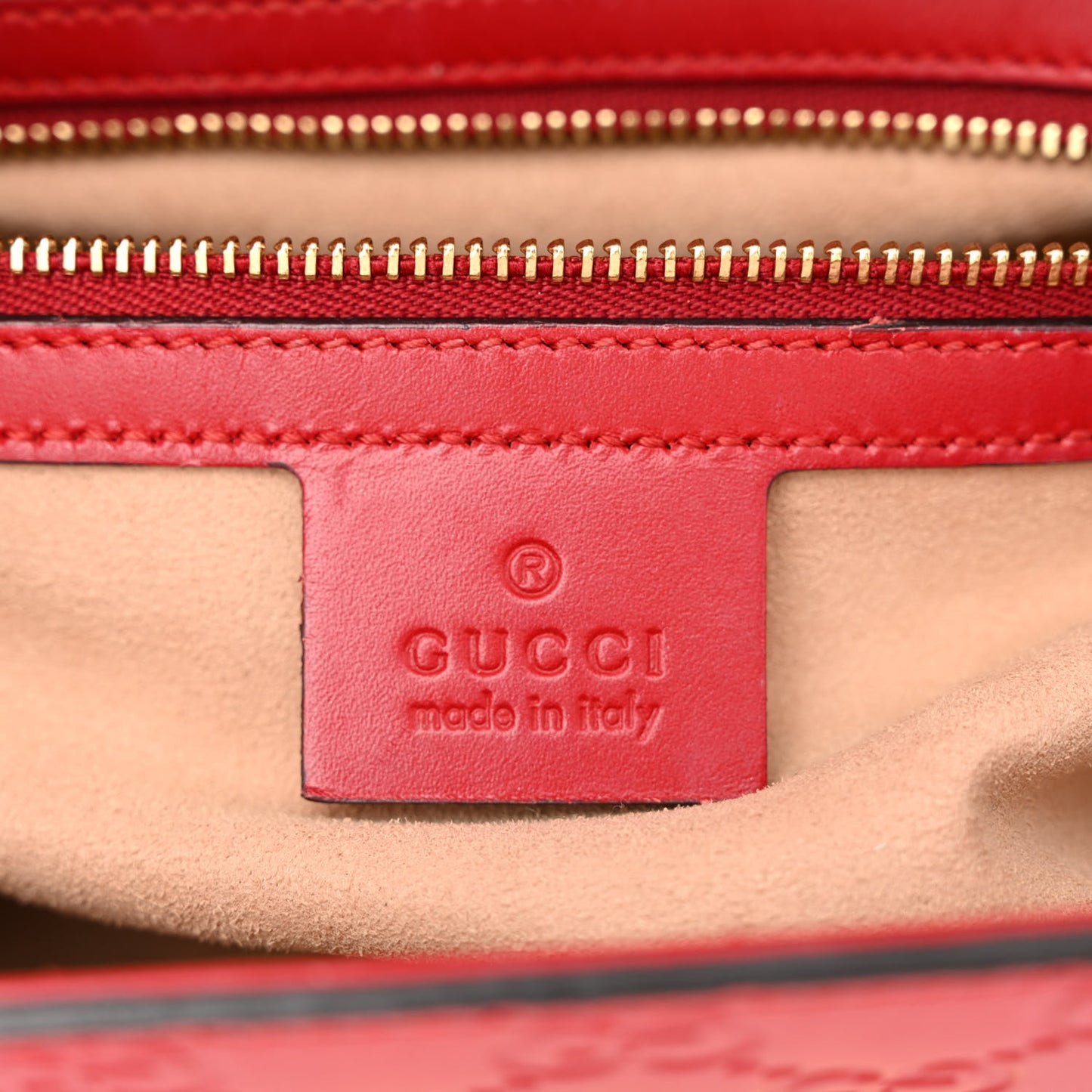 Guccissima Signature Small Padlock Top Handle Bag Hibiscus Red