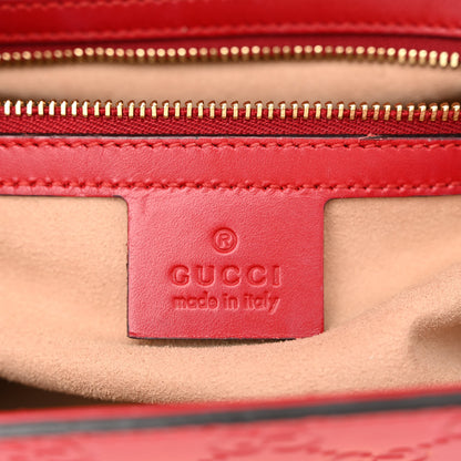 Gucci Guccissima Signature Small Padlock Top Handle Bag Hibiscus Red 6 of 11