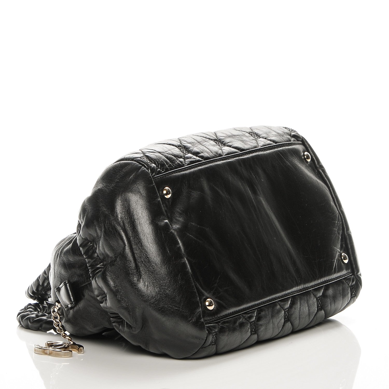 Chanel Lambskin Quilted Hidden Chain Bowler Black 4 of 7