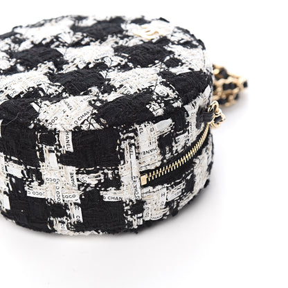 Chanel Tweed Round Clutch With Chain Black White 9 of 11