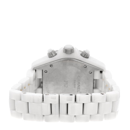 Chanel Stainless Steel Ceramic Diamond Bezel 41mm J12 Chronograph Automatic Watch White 3 of 4