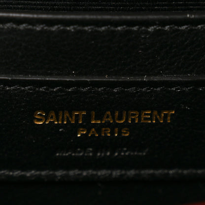 Saint Laurent Grain De Poudre Textured Mixed Matelasse Triquilt Medium Monogram Satchel Oxblood 6 of 12