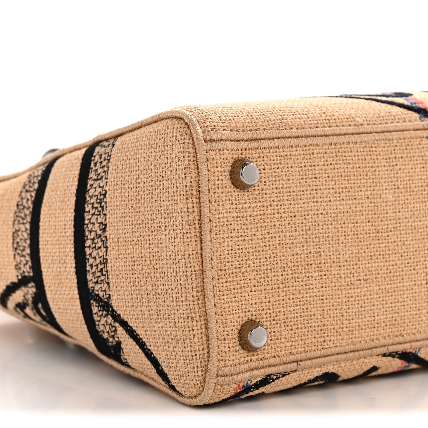 Christian Dior Canvas Jute Embroidered Medium Lady D-Lite Beige Multicolor 9 of 12
