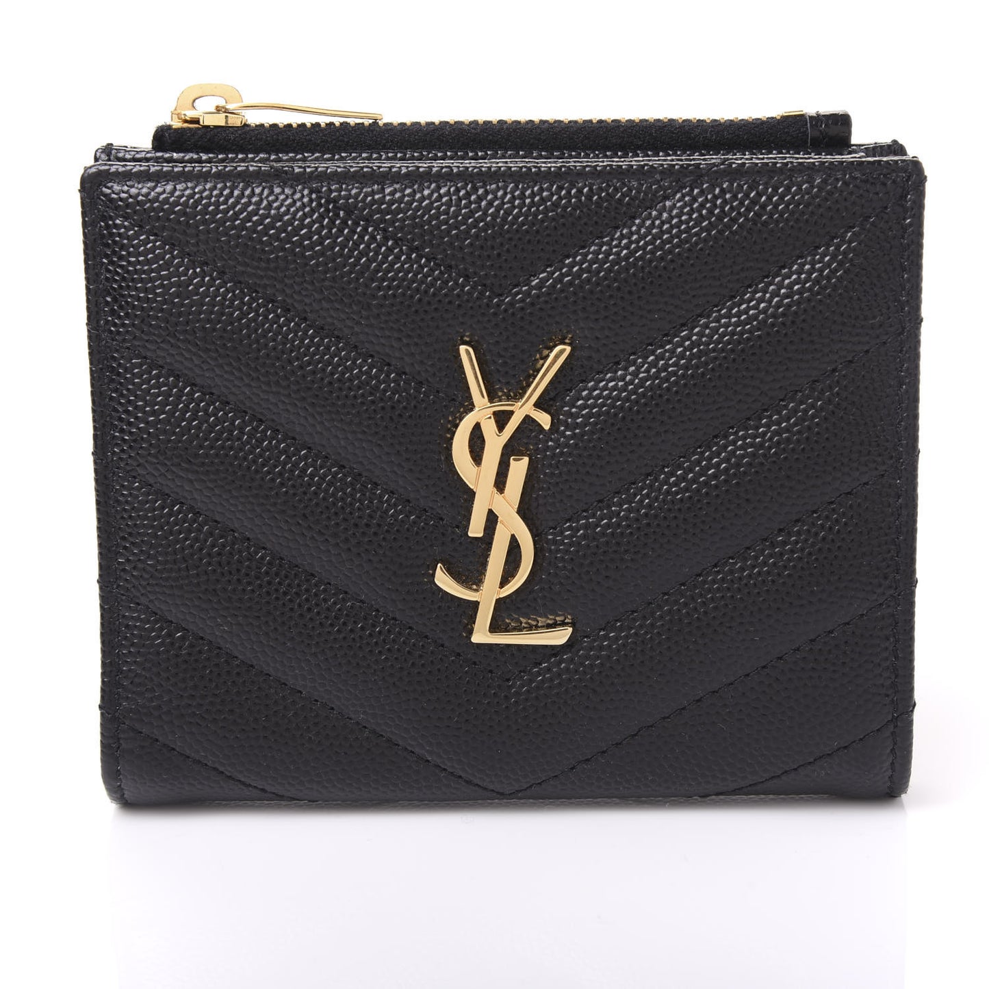 Grain De Poudre Matelasse Chevron Monogram Zipped Card Case Black