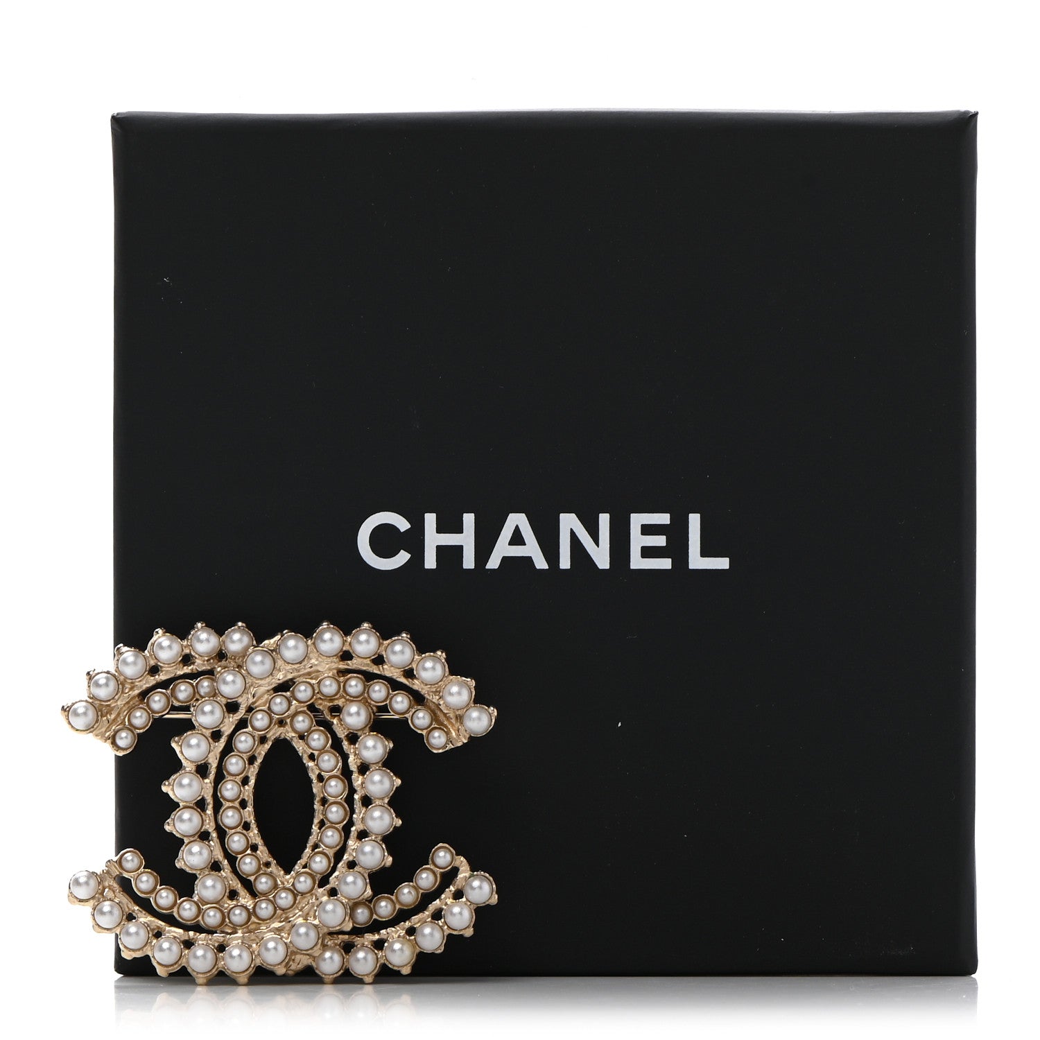 Chanel Pearl Crystal CC Brooch Gold 6 of 6
