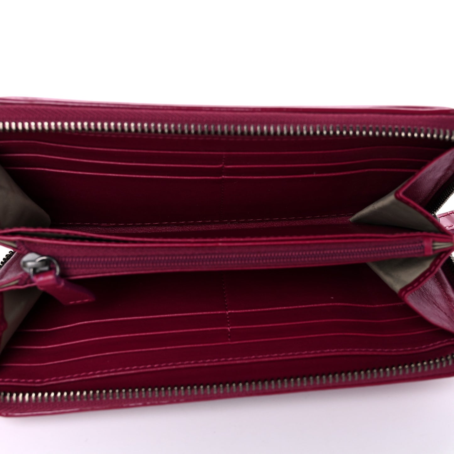 Patent Check Embossed Large Zip Around Wallet Raspberry Sorbet