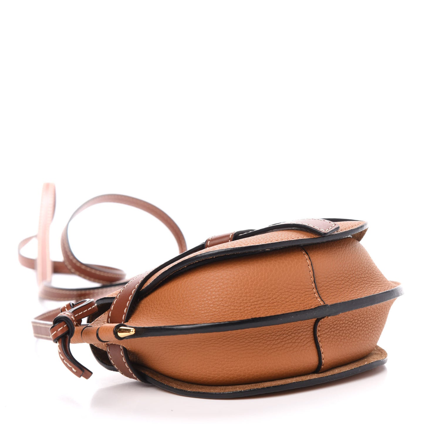 Grained Calfskin Mini Gate Crossbody Bag Caramel Pecan