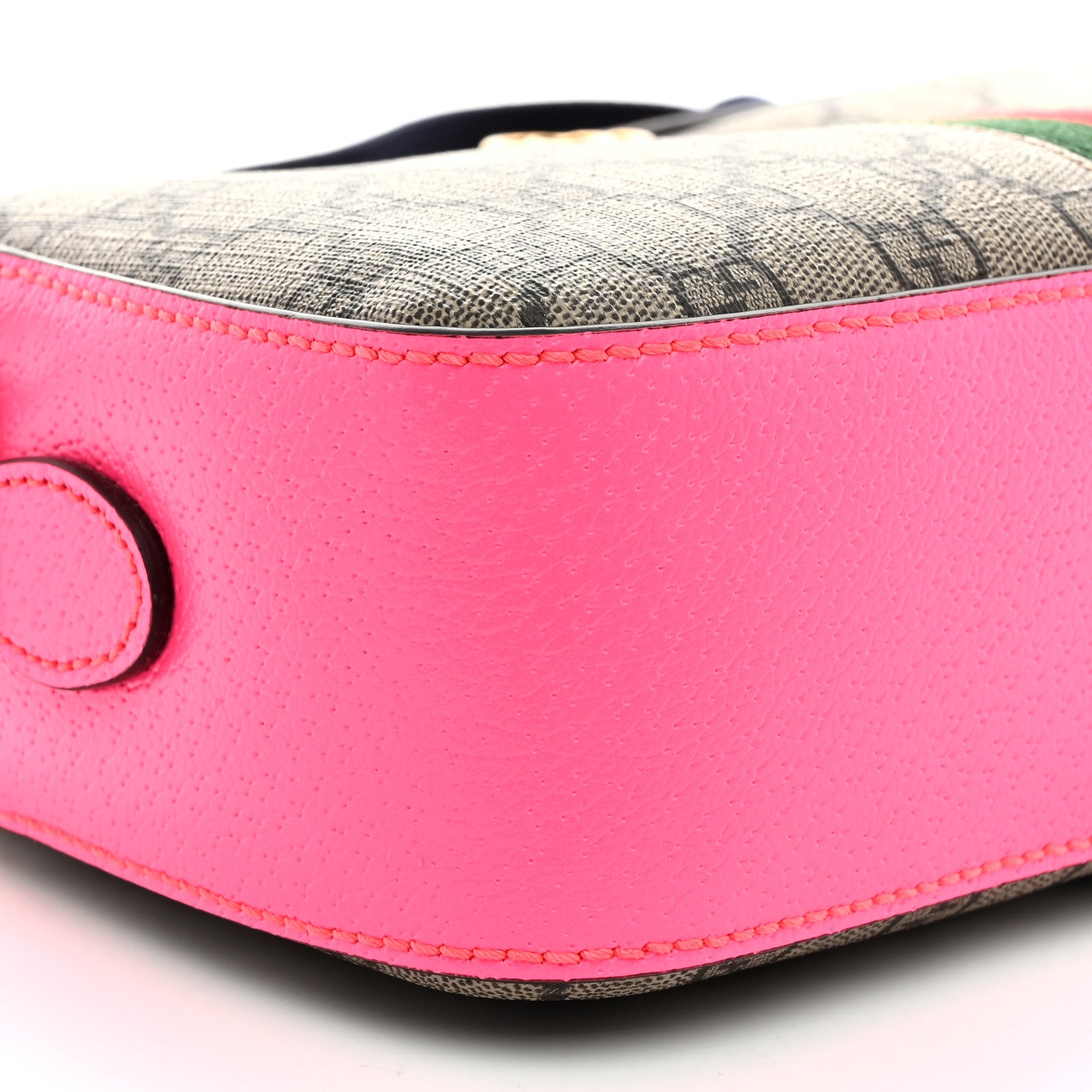 Gucci GG Supreme Monogram Textured Dollar Calfskin Web Ophidia Small Crossbody Bag Beige Ebony Fuchsia 9 of 10