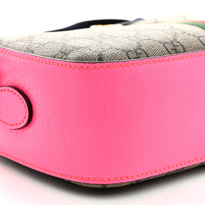 Gucci GG Supreme Monogram Textured Dollar Calfskin Web Ophidia Small Crossbody Bag Beige Ebony Fuchsia 9 of 10