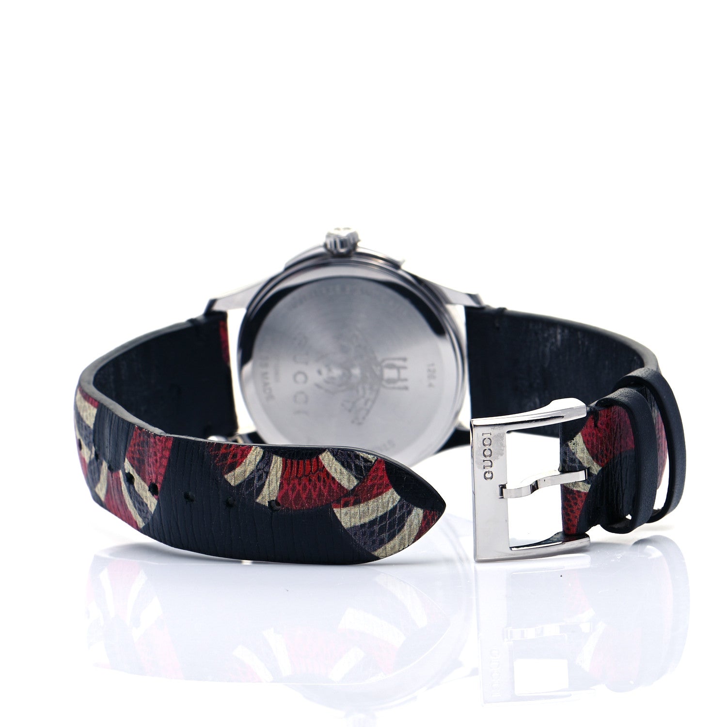 Gucci Stainless Steel Calfskin 38mm Le Marche Des Merveilles Snake Quartz Watch Black 5 of 7