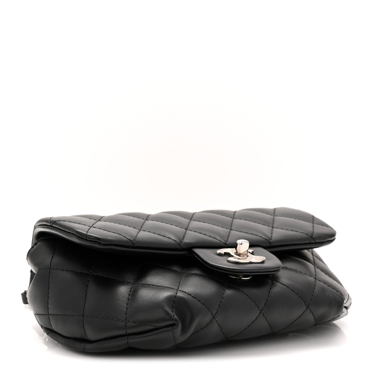 Calfskin Quilted CC Uniform Flap Belt Bag Black