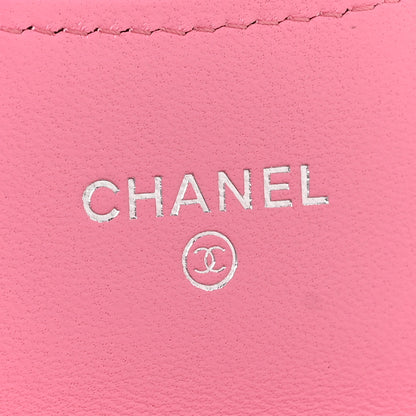 Chanel Lambskin Quilted Flap Card Holder On Chain Pink 7 of 12