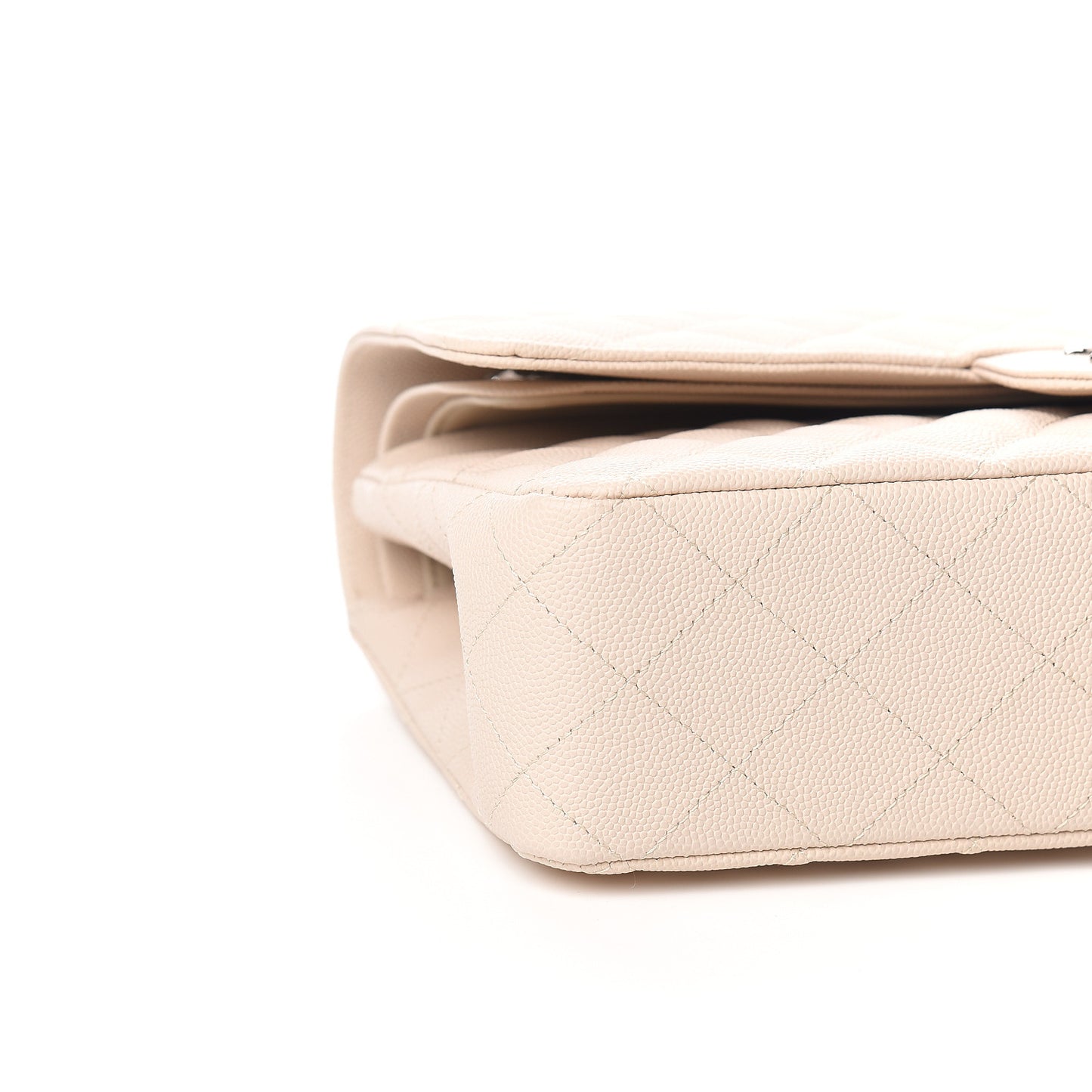 Caviar Quilted Medium Double Flap Ivory