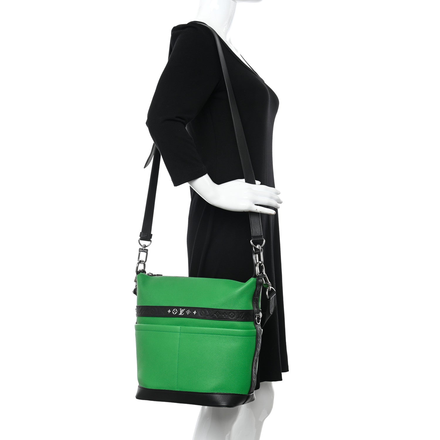 Louis Vuitton Calfskin Cruiser GM Green Black 2 of 9