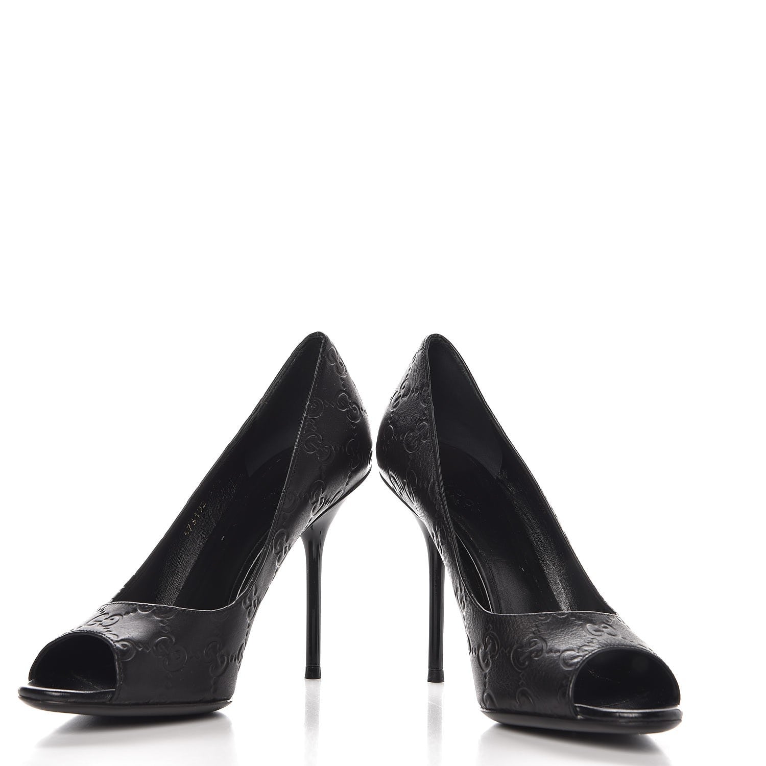 Gucci Guccissima Peep Toe Pumps 37.5 Black 5 of 12