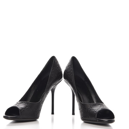 Gucci Guccissima Peep Toe Pumps 37.5 Black 5 of 12