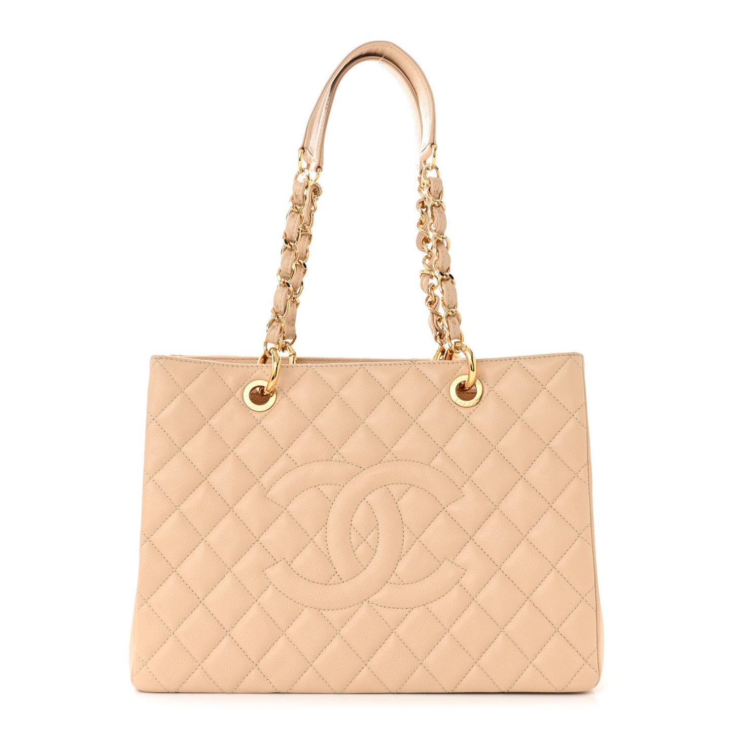 Caviar Quilted Grand Shopping Tote GST Light Beige