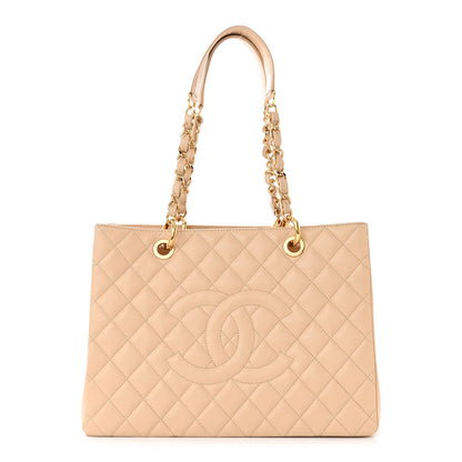 Chanel Caviar Quilted Grand Shopping Tote GST Light Beige 1 of 11