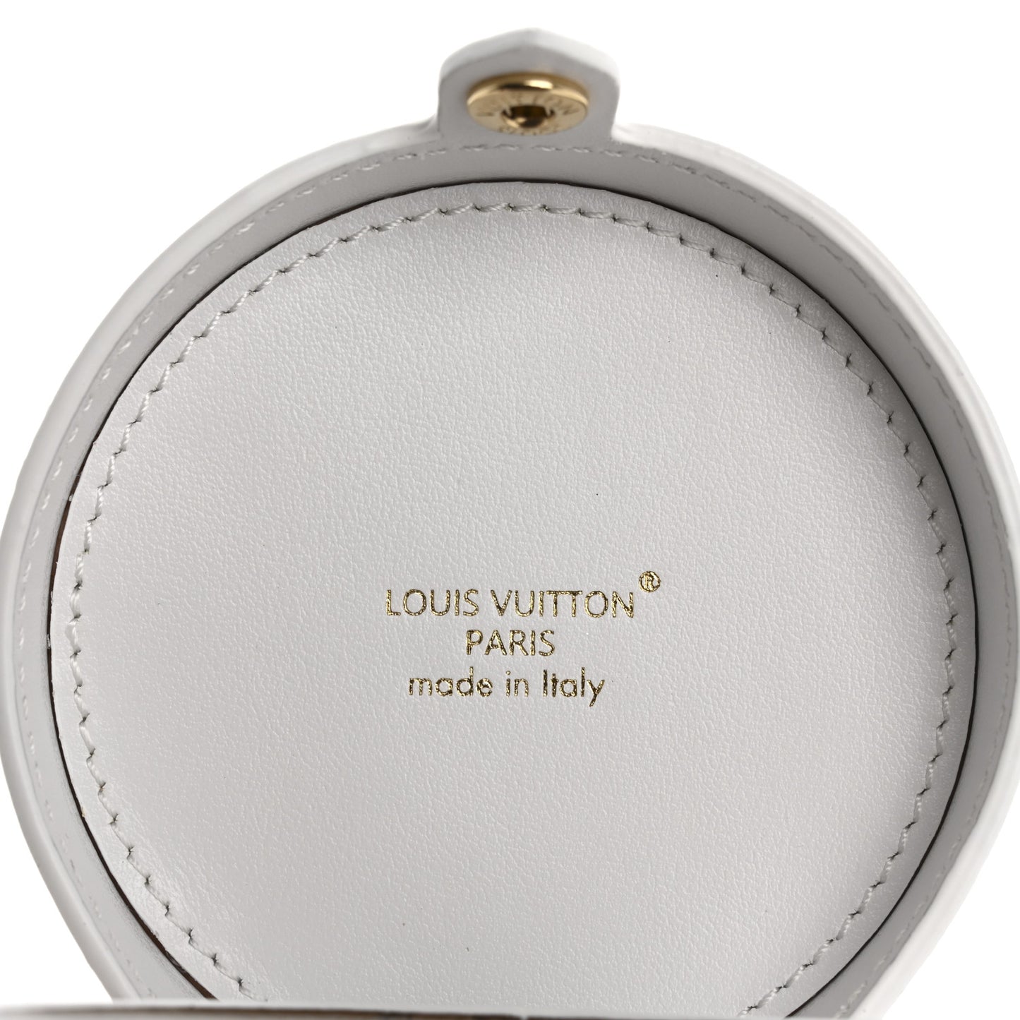 Calfskin Monogram LV Cup Bag Charm White