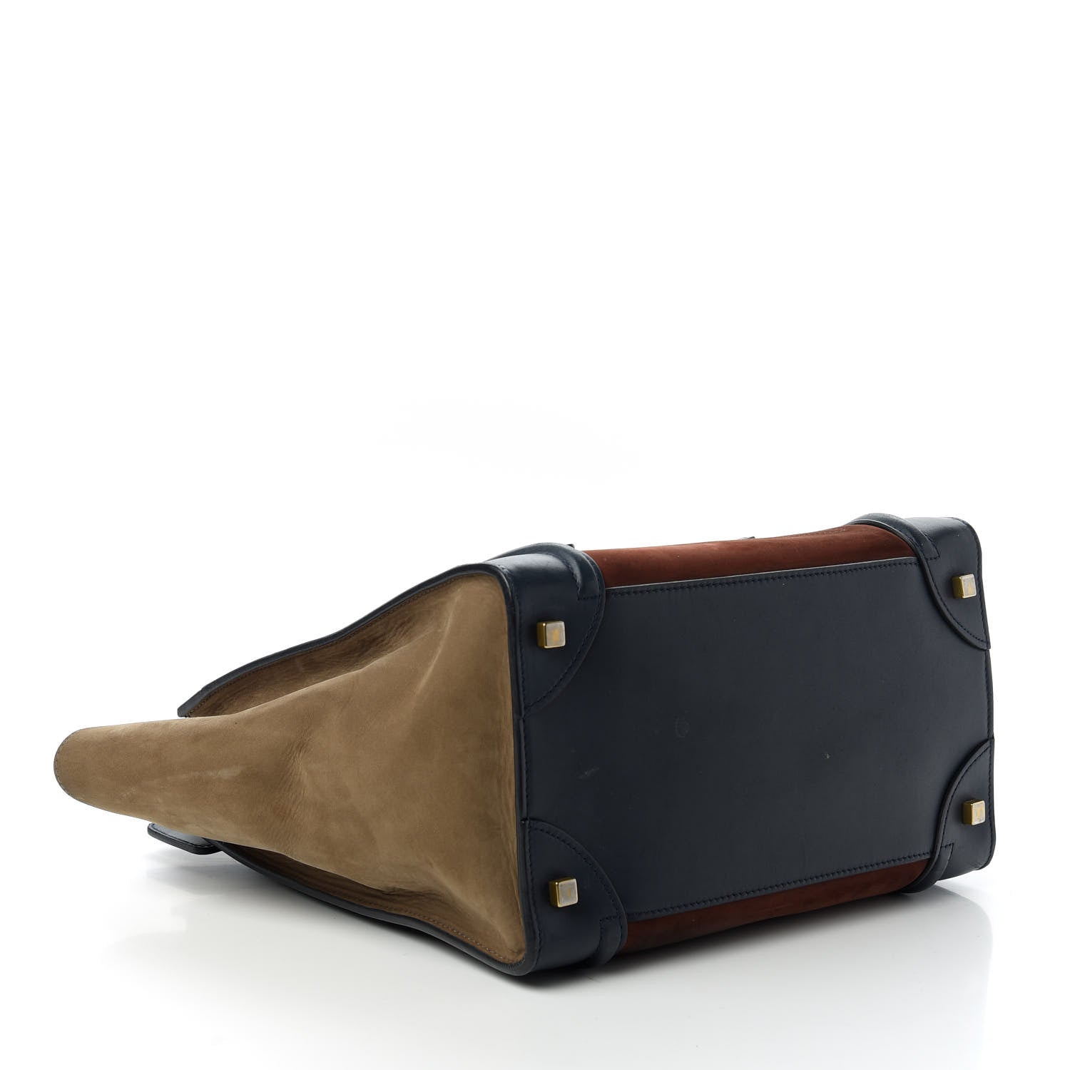 Celine Nubuck Smooth Calfskin Mini Tri-Color Luggage Marron 4 of 11