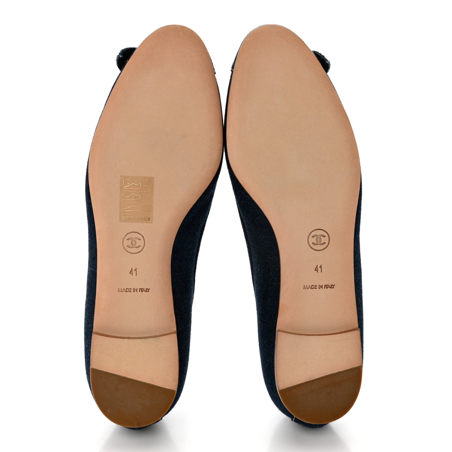 Denim Camellia Ballerina Flats 41 Navy Blue