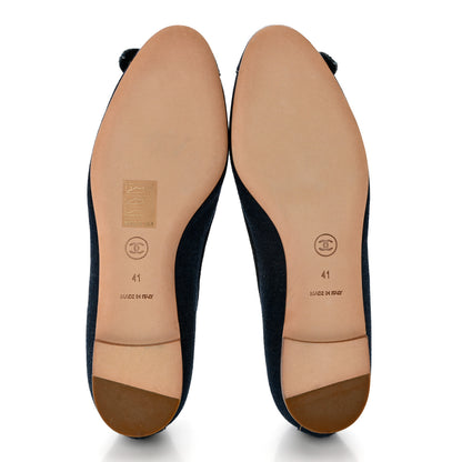 Chanel Denim Camellia Ballerina Flats 41 Navy Blue 5 of 7