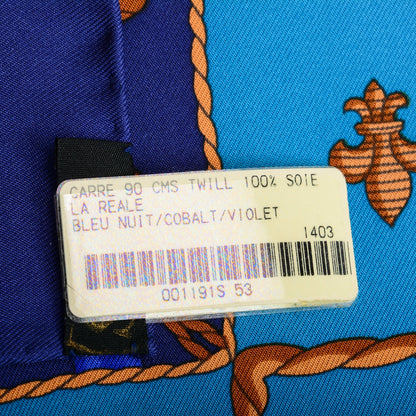 Hermes Silk Vue Du Carrosse De La Galere La Reale Scarf 90 Bleu Nuit Cobalt Violet 6 of 6