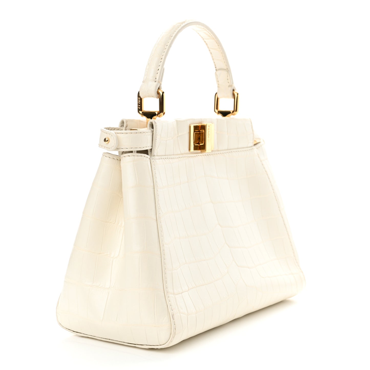 Shiny Crocodile Shiny Nappa Mini Peekaboo Iconic Satchel White