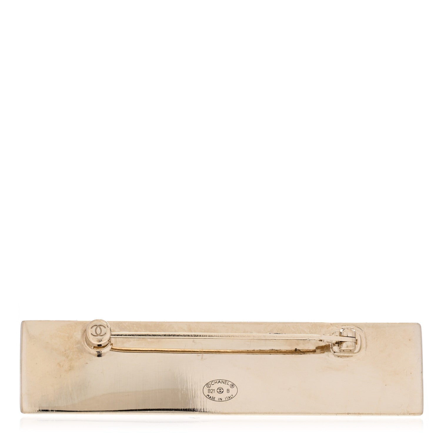 Chanel Metal Enamel Logo Brooch Gold 3 of 4