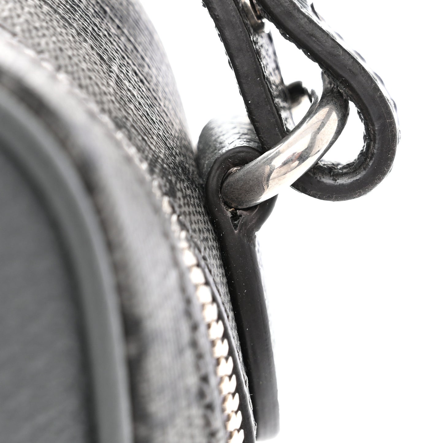 GG Supreme Monogram Textured Dollar Calfskin Small Ophidia Top Handle Shoulder Bag Grey Black Graphite Grey