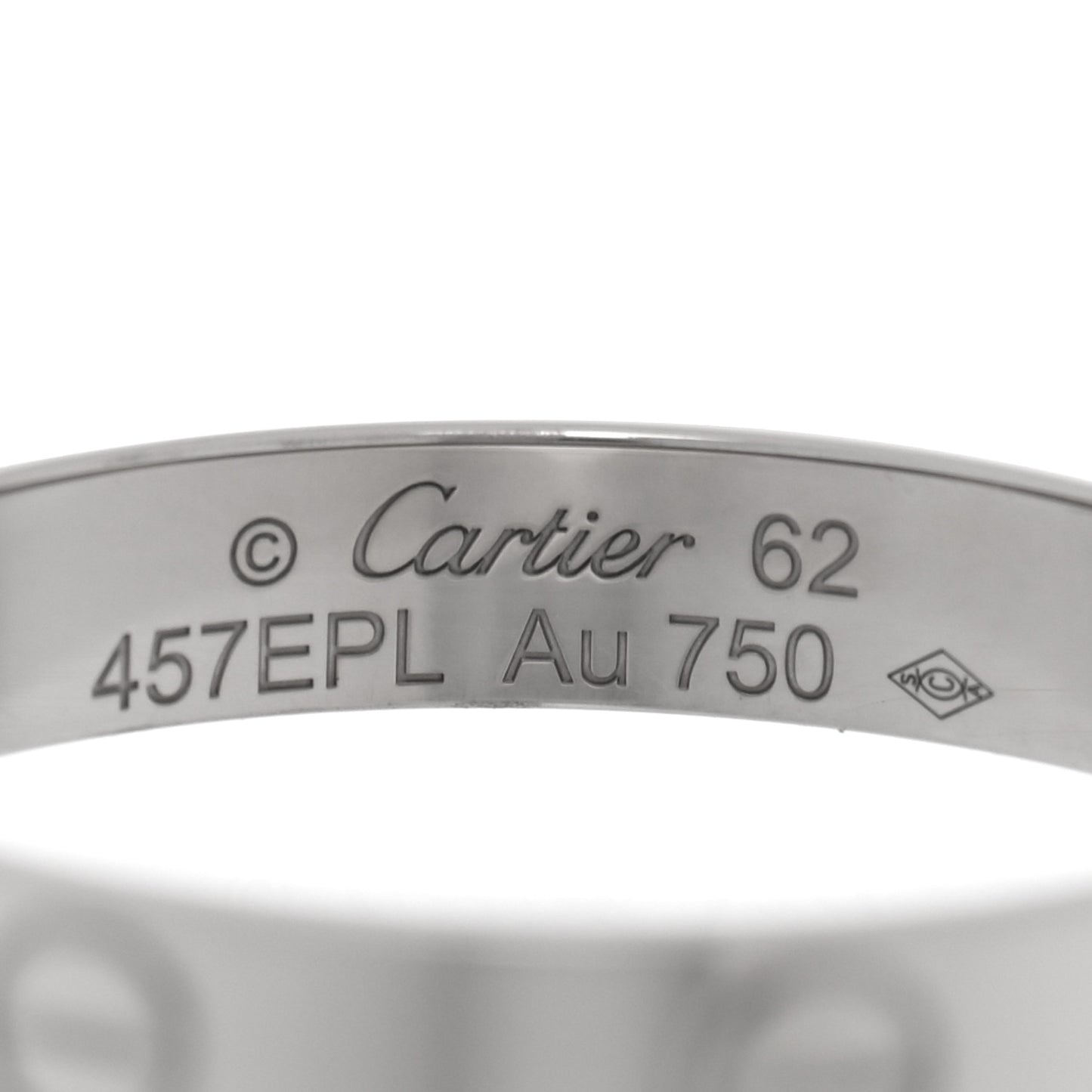 18K White Gold 3.5mm LOVE Wedding Band Ring 62 10