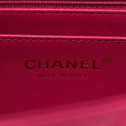 Chanel Lambskin Quilted Mini Crystal Top Handle Rectangular Flap Dark Pink 7 of 10