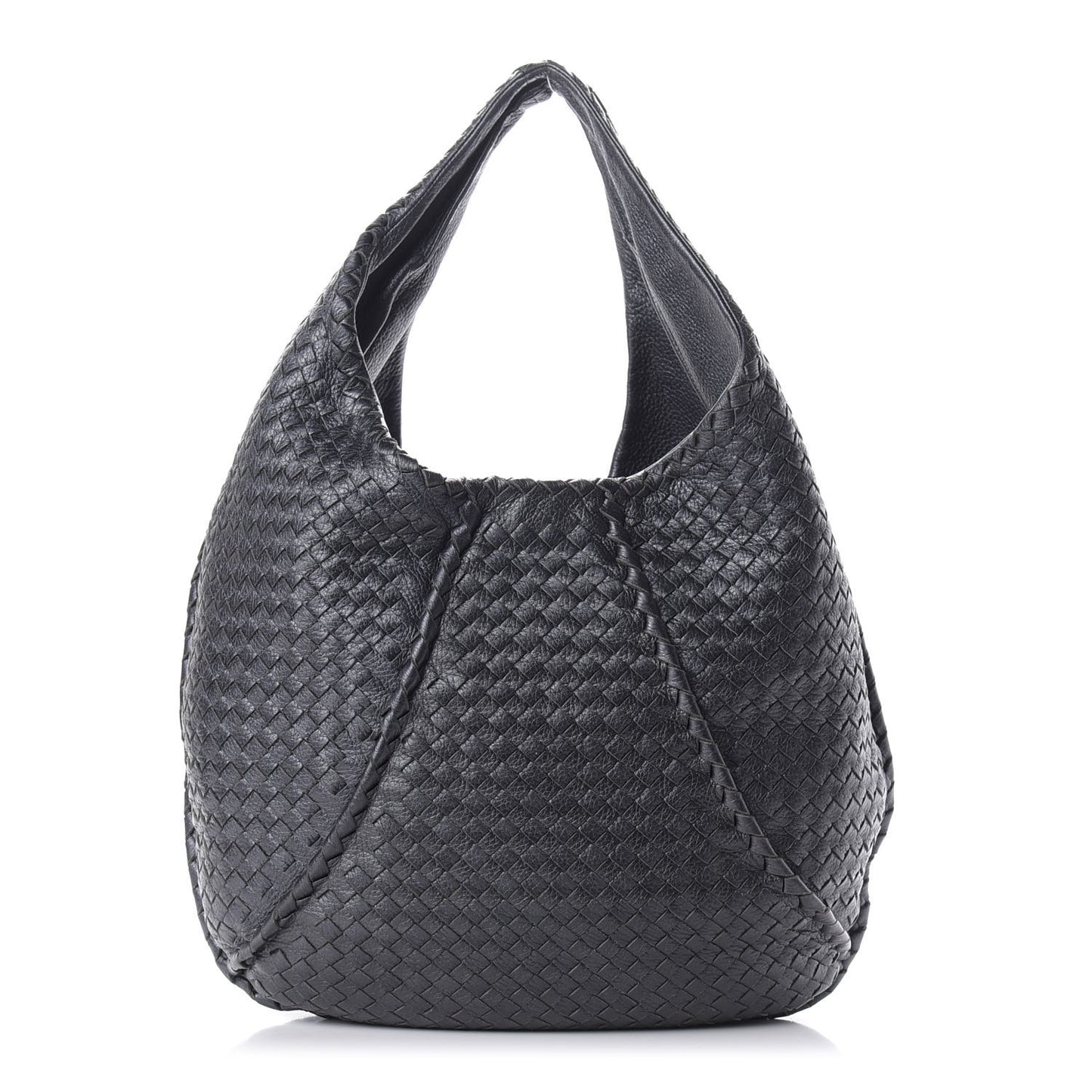 Cervo Intrecciato Large Simple Hobo Gunmetal