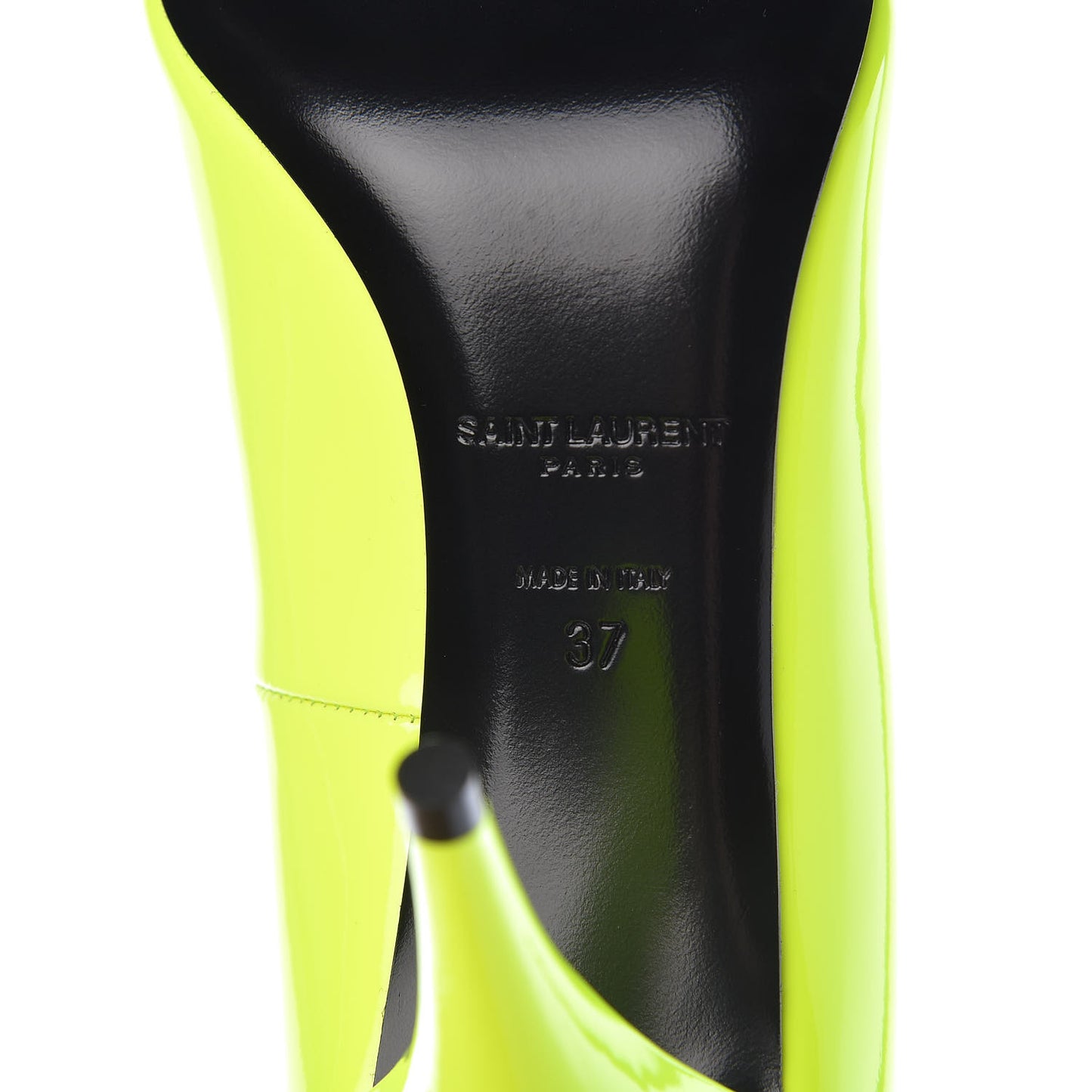 Patent Calfskin Kiki 85 Pumps 37 Yellow Fluo
