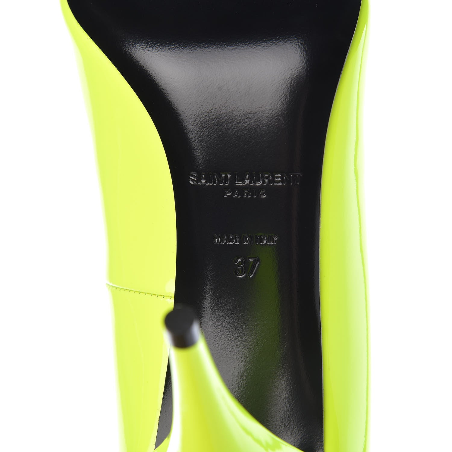 Saint Laurent Patent Calfskin Kiki 85 Pumps 37 Yellow Fluo 7 of 8